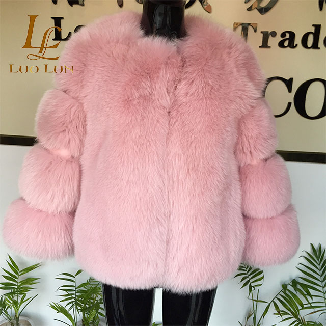 fashion style real natural silver fox fur coat for women