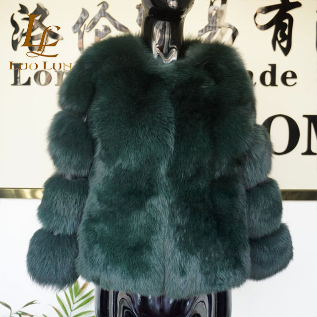 Womens Fashion Real Fox Fur  Winter Coat
