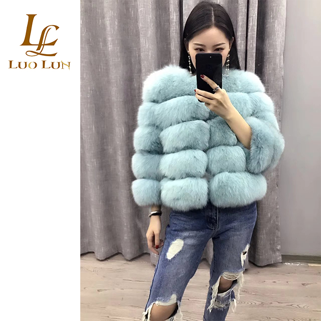 2018 Lady Luxury Style Real Fox Fur Coat