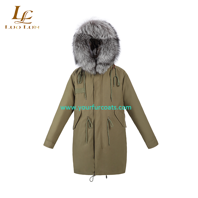 High Quality Detachable Natural  Fox Fur Inner Parka Real Fox Fur Collar Hood Coat Women Fur Parkas Natural Color