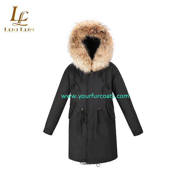 New High Quality fox fur Real Raccoon Fur Parka Warm mink fur  Down Liner Parkas Women Real Fur Coat