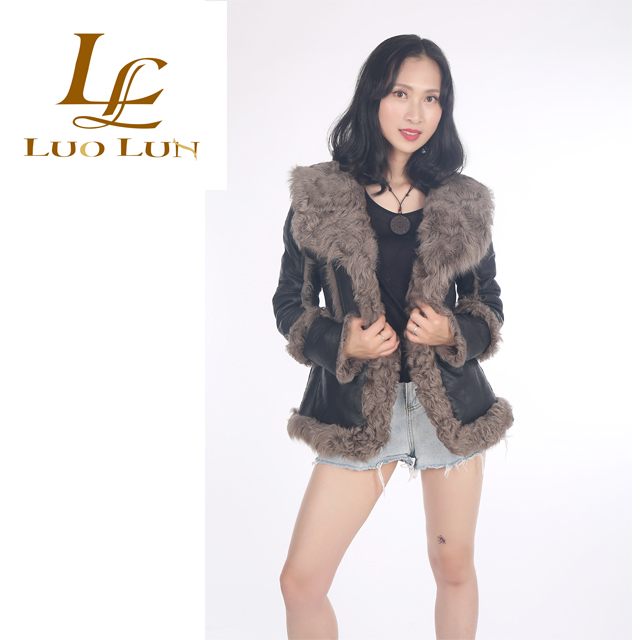 New Fashion Real Sheepskin Leather Coat Lamb Fur Coat