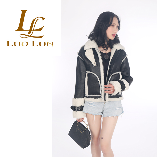 New Fashion Ladies Leather Sheepskin Leather Jacket