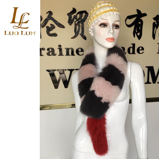 Colorful genuine fox fur scarf lady fur scarf for fashion woman
