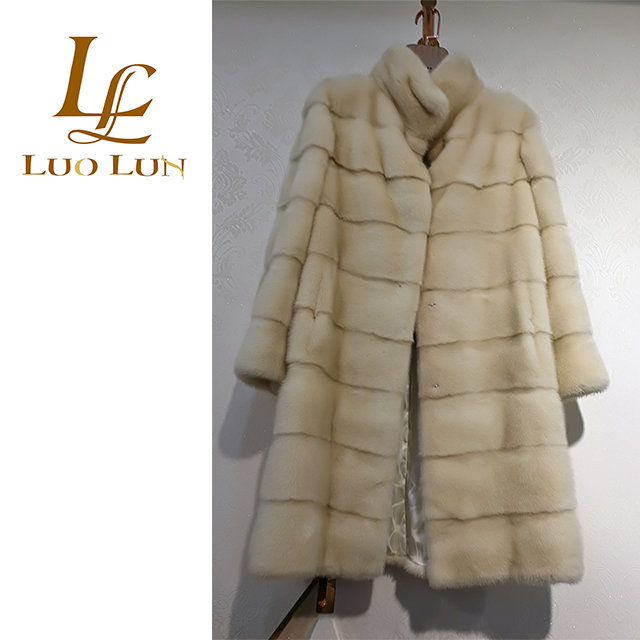 women warm dyed real mink fur long winter long coat