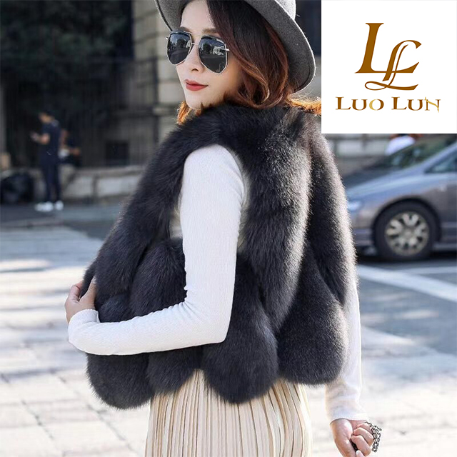 Fashion Ladies Wholesale Genuine Natural Fox Fur Gilet Waistcoat Winter Women Warm Real Fox Fur Vest