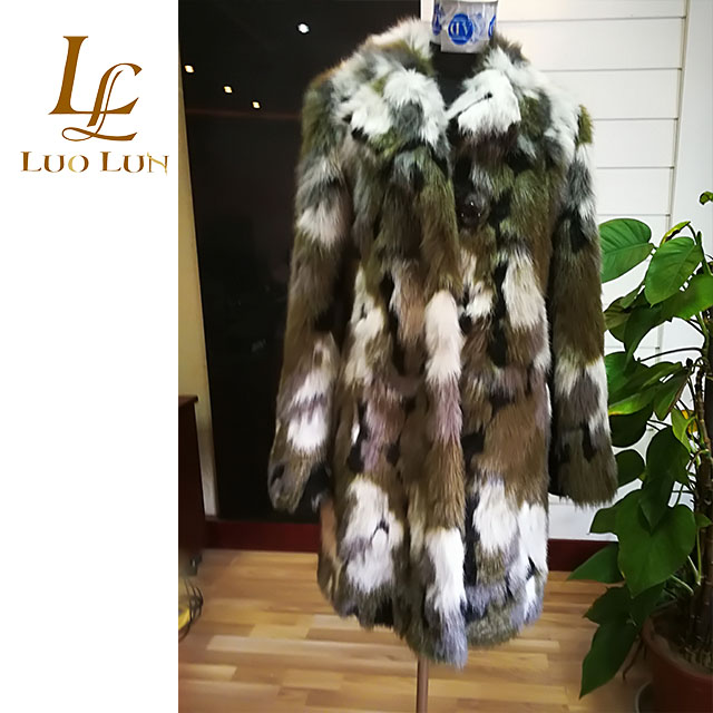 Wholesale Colorful Faux Fox  Fur Women Long Coat