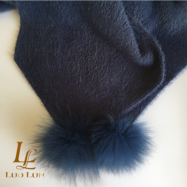high quality winter Scarf with Fox Fur Ball for girls/woman