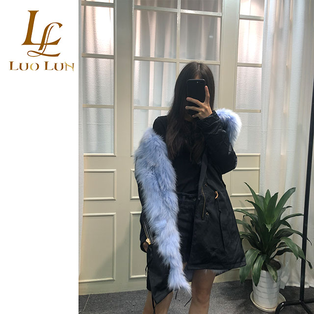 2018 new detachable real Fur coat hooded woman fur parka