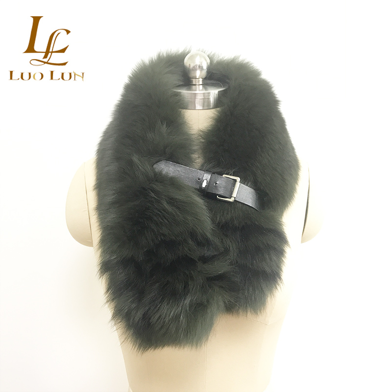 More soft and warm Elegant Women Fashion soft European Fox Fur racoon Fur Scarf with leather buckle